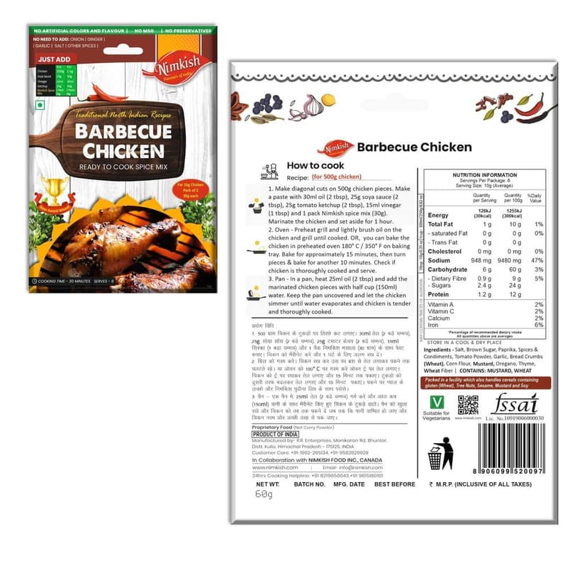 Nimkish International Spice Mix Combo Pack of 6 | Lemon Herb, BBQ & Chilli Chicken | Global Flavors Premix view 4