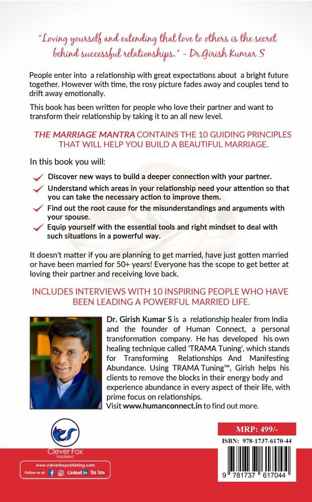 The Marriage Mantra: 10 Guiding Principles to Build a Beautiful Marriage [Paperback] Dr. Girish Kumar S view 2