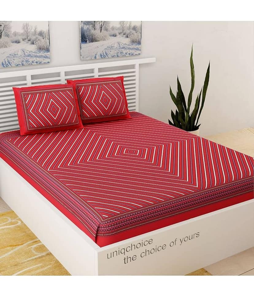 Uniqchoice Cotton Double Bedsheet ( Red )