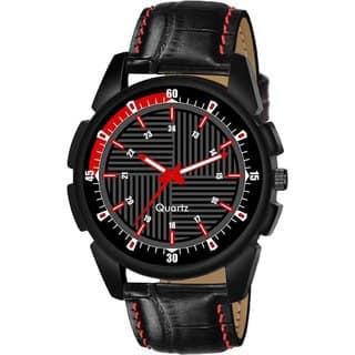 HRV Men's Round Dial Black Strap Analog Watch