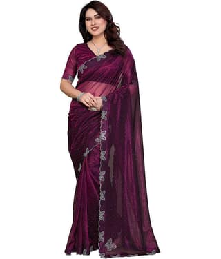 ANAND SAREES Net Solid Regular Saree With Unstitched Blouse Piece ( Yellow )