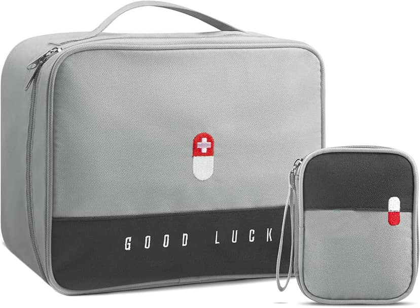 FLYNGO 2Pcs Medicine Pouch Empty First Aid Kit Bag for Travel, Home, Camping, Sports Emergency Survival Medicine Storage Bag (Grey) FLYNGO 2Pcs Medicine Pouch Empty First Aid Kit Bag for Travel, Home, Camping, Sports Emergency Survival Medicine Storage B