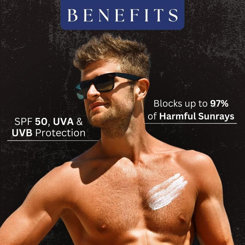 AMAzing EARTH Sunscreen for Men - SPF 50 Gel Cream Certified Organic with Zinc Oxide, Aloe Vera & Macroloba Seed Oil, for Sunburn & Suntan, Matt Finish, Anti-Aging, Silicon & Paraben Free, 100gm view 7