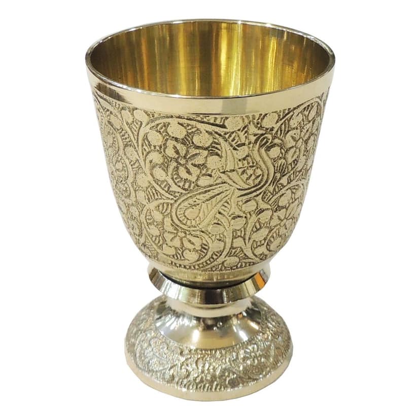 Brass Drinking Glass | Brass Water Glass | Traditional Brass Tumbler for Drinking Water & Gifting, Height : 4 Inch (ZMAS268 H) view 3