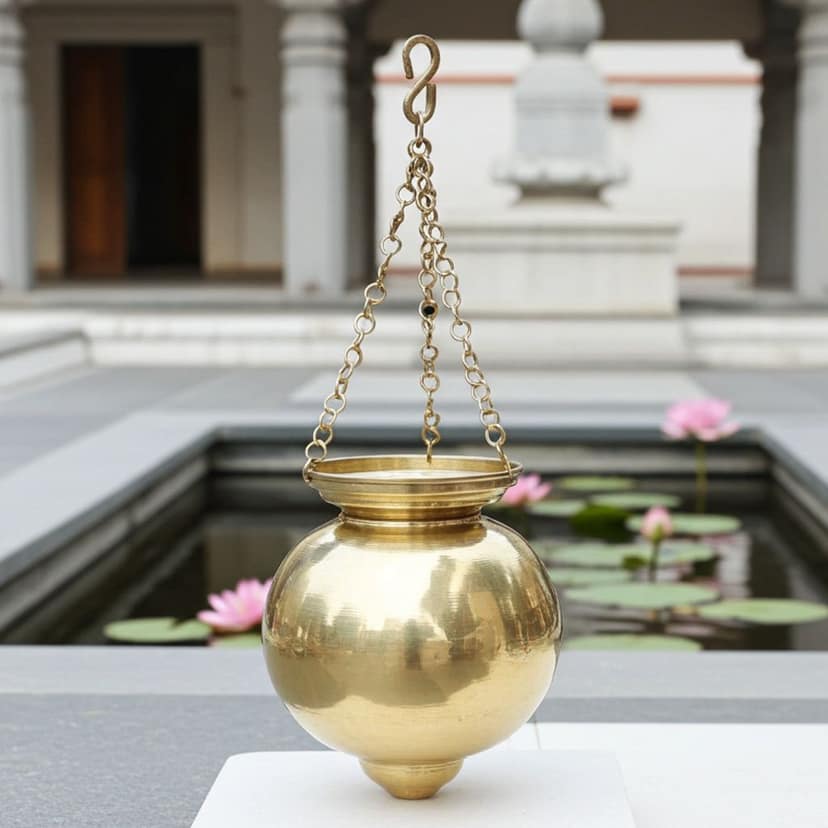 Brass Hanging Shiv Jaldhara ? Pooja Abhishek Vessel, Height : 10 Inch (ZMAS600 F)