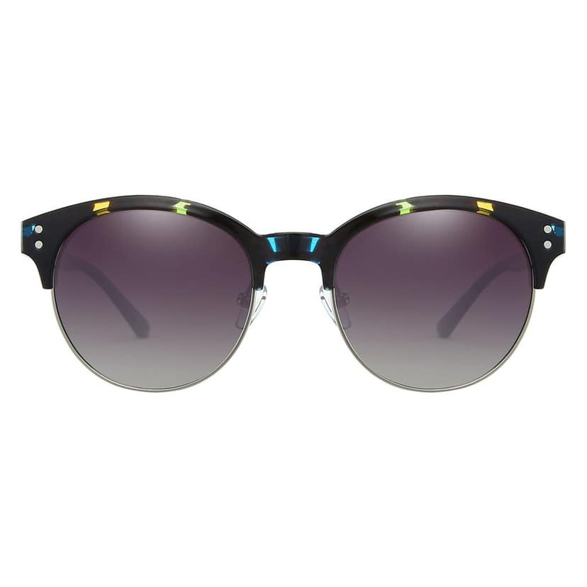 PARIM Polarized Women's Clubmaster Sunglasses Black::Multicolor Frame / Grey Lenses | SKU 12008 M1 view 2