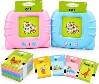 Talking, Rechargeable, Electronic Flash Cards Learning Toy, 110+ Interactive Double Sided Montessori Cards for 2–5 Year Old Boys, Educational Toy for 3 Year Old, Birthday Gift for Kids