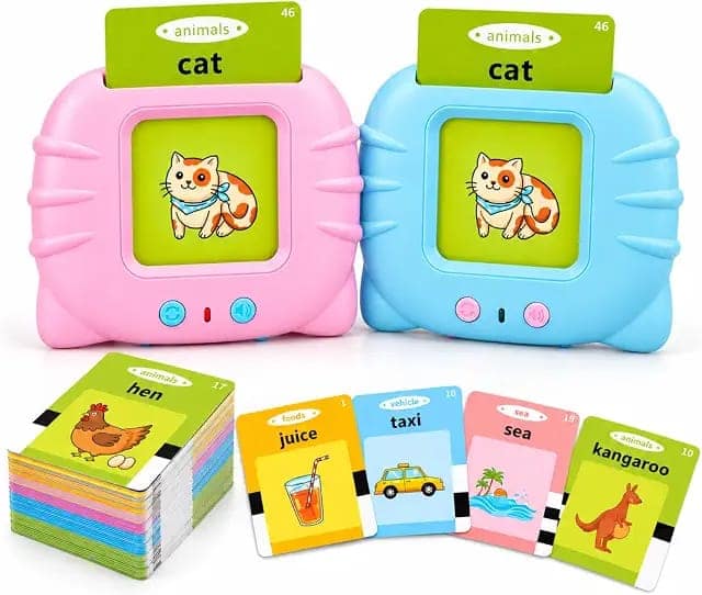 Talking, Rechargeable, Electronic Flash Cards Learning Toy, 110+ Interactive Double Sided Montessori Cards for 2–5 Year Old Boys, Educational Toy for 3 Year Old, Birthday Gift for Kids view 3