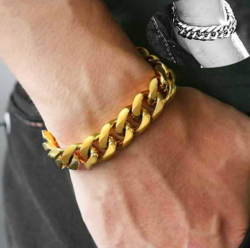 Bracelet Gold Plated Shining Adjustable 20 cm Length For Boys & Mens (Pack of 1) view 3