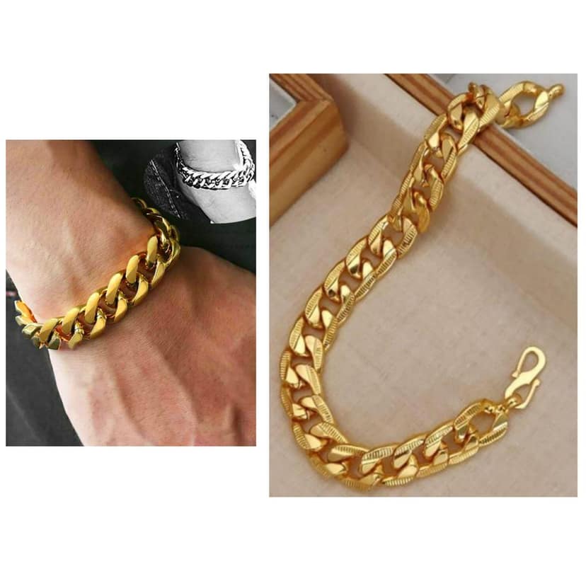 Bracelet Gold Plated Shining Adjustable 20 cm Length For Boys & Mens (Pack of 1) view 4