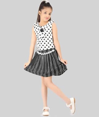 Being Naughty Pack of 1 Girls Polyester Top With Skirt ( White )