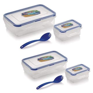 Ski Lock & Seal Lunch Box Rectangular Shape 800 Ml And 550 Ml Combo Lunch Box Set With Small Containers (Transparent)