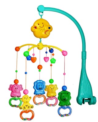 BabyGo Rotating Zoo Musical & Light Crib Cot Mobile | Hanging Jhoomer Rattle Toy with Colorful Animals for Baby Cradle, Infant Bed & Nursery | Sleep Aid & Sensory Development, | Gift for Babies (Multicolor) BabyGo Rotating Zoo Musical & Light Crib Cot Mo