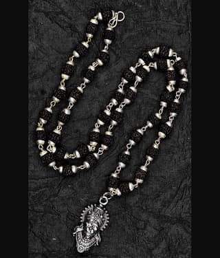 Charms Silver Men's Religious Pendant With Chain ( Pack of 1 )