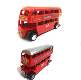 The Game Begins Combo Toys of Double Decker Bus (Mini, Small Size) and Double Decker Bus Toy for Kids | Red Color | Set of 2 Toys