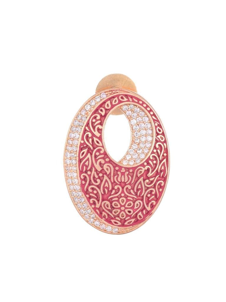 Oval Red Meenakari Small Earrings High Quality Enamelled Rose Gold Plated view 10