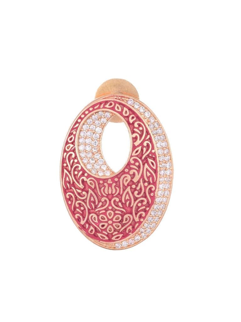 Oval Red Meenakari Small Earrings High Quality Enamelled Rose Gold Plated view 9