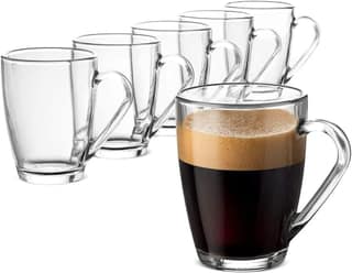 Glass Tea Cup 210 ML, Modern Glass Coffee Mug with Convenient Solid Handle Perfect for Milk, Smoothies, Green, Lemon Tea Beverage Hot & Cold Drink
