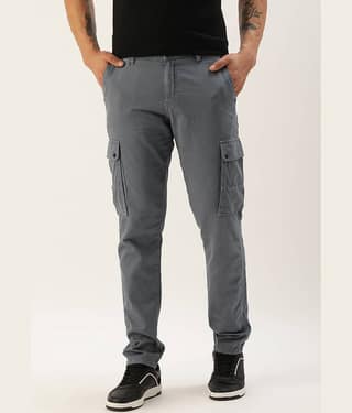 IVOC Slim Pleated Men's Cargos - Grey ( Pack of 1 )