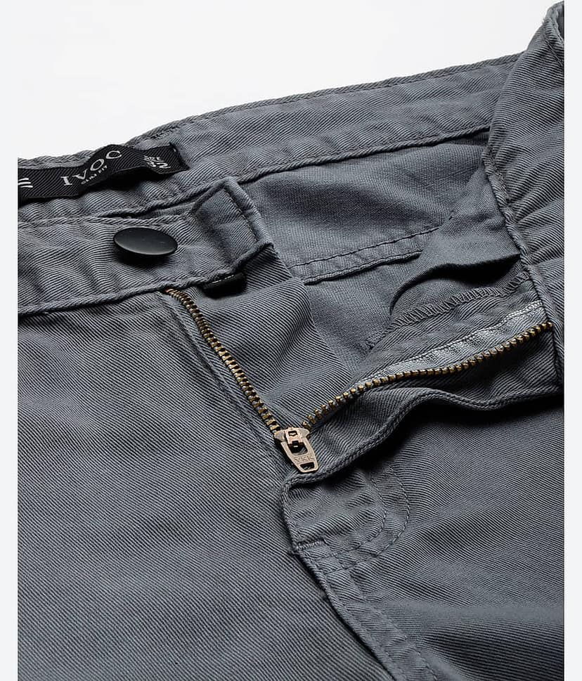 IVOC Slim Pleated Men's Cargos - Grey ( Pack of 1 ) view 5