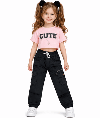 ICONIC ME Girls Cotton Jeans ( Pack of 1 , Black )