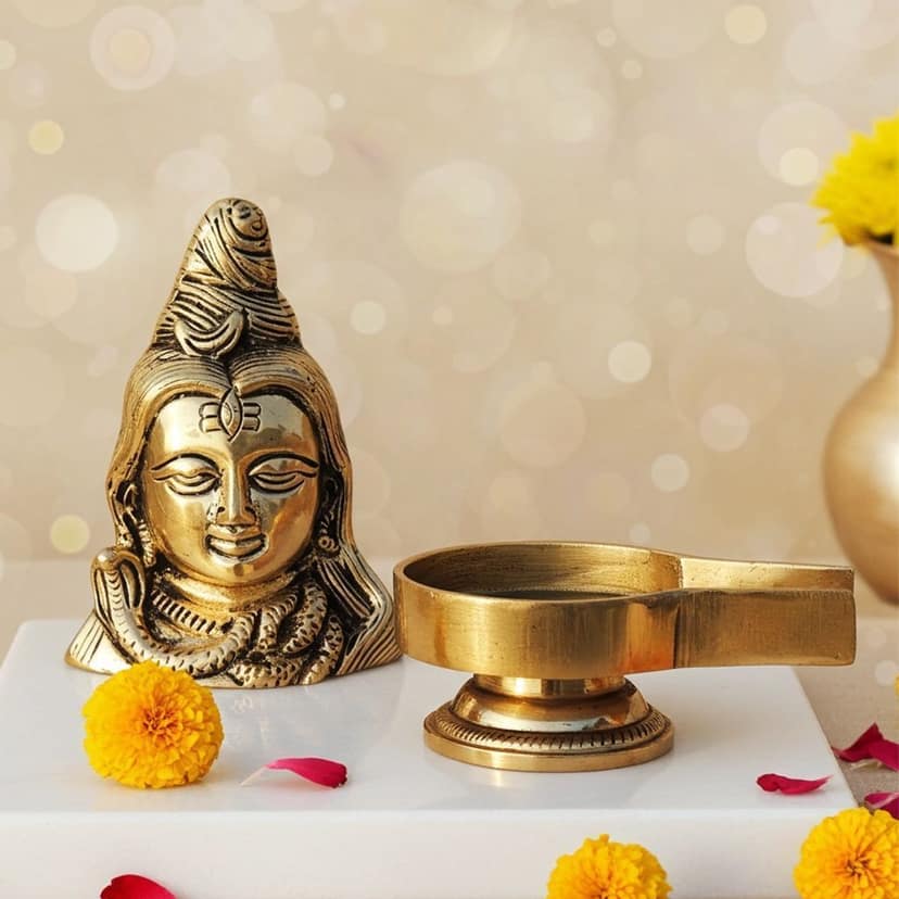 Brass Shivling Idol ? Traditional Shiva Lingam, Height : 1.5 Inch (BSMAS1573 E) view 2