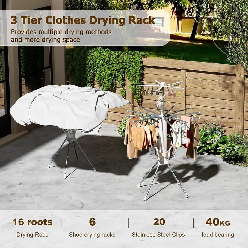 Multi-Layer Foldable Clothes Drying Rack Set view 4