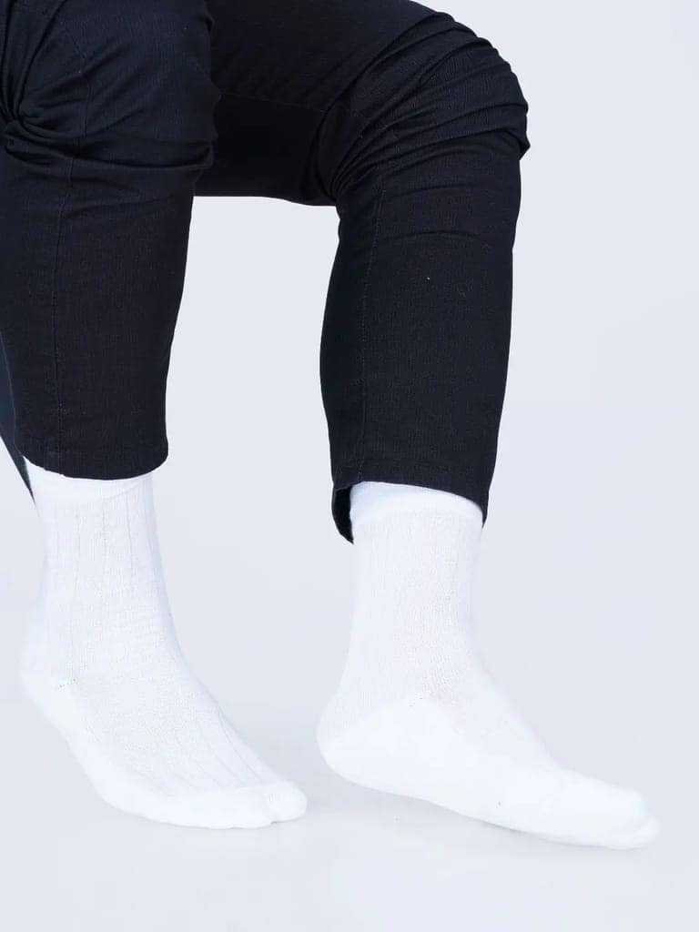 Cotton Rich Designer Socks for Men and Women - Rib Stripe (White)