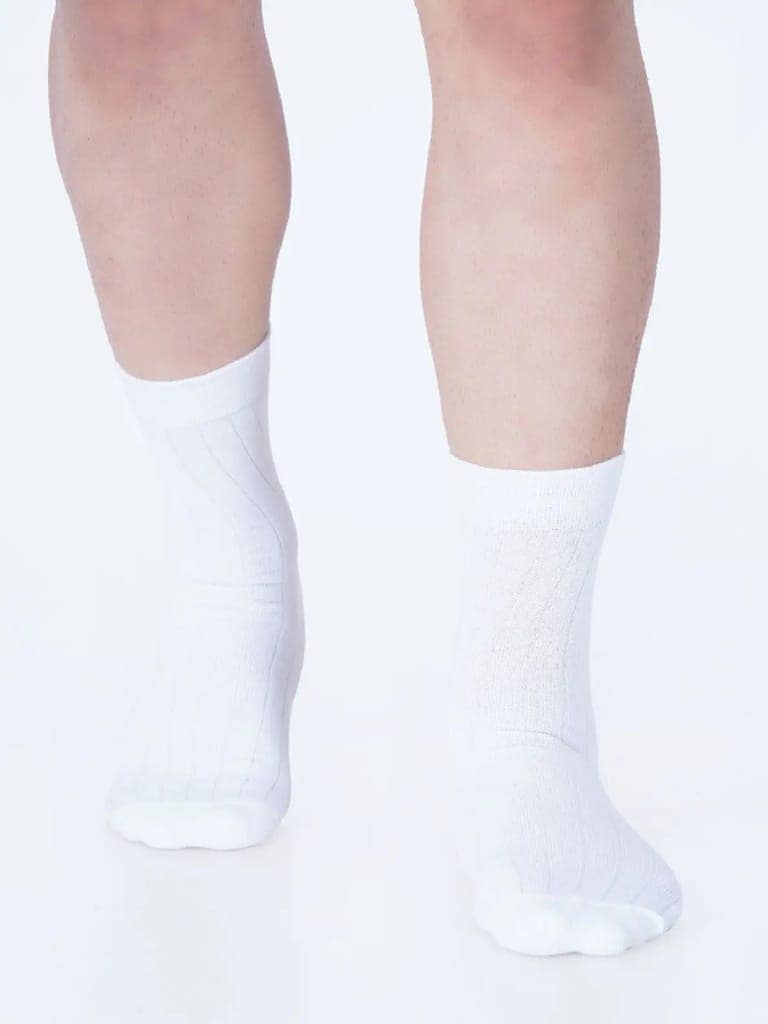 Cotton Rich Designer Socks for Men and Women - Rib Stripe (White) view 2