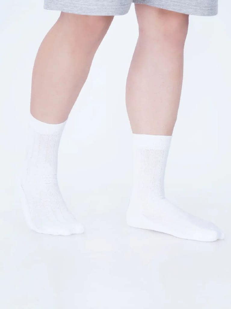 Cotton Rich Designer Socks for Men and Women - Rib Stripe (White) view 3