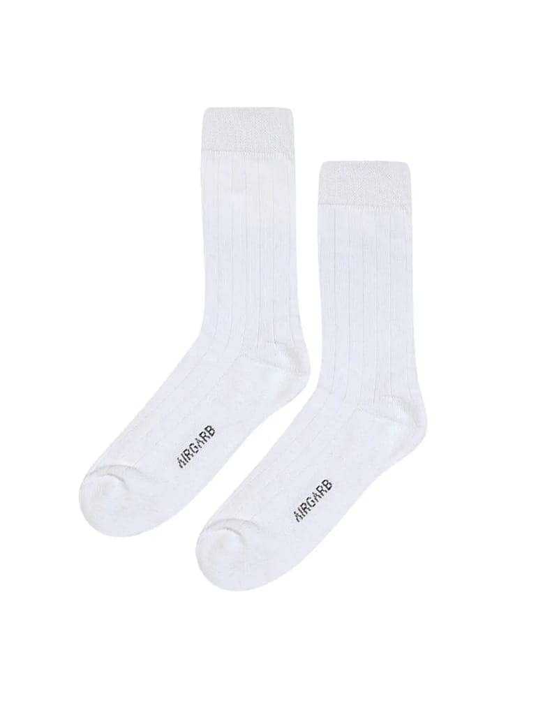 Cotton Rich Designer Socks for Men and Women - Rib Stripe (White) view 4