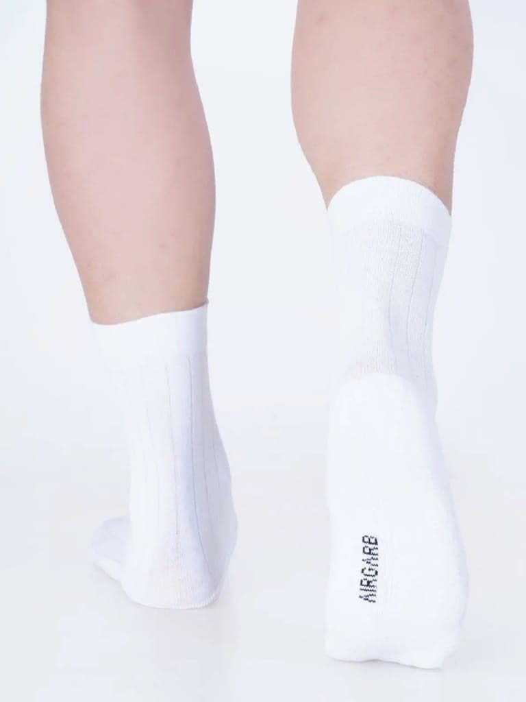 Cotton Rich Designer Socks for Men and Women - Rib Stripe (White) view 5