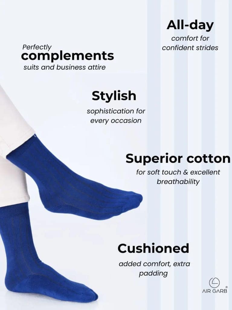 Cotton Rich Designer Socks for Men and Women - Rib Stripe (White) view 6