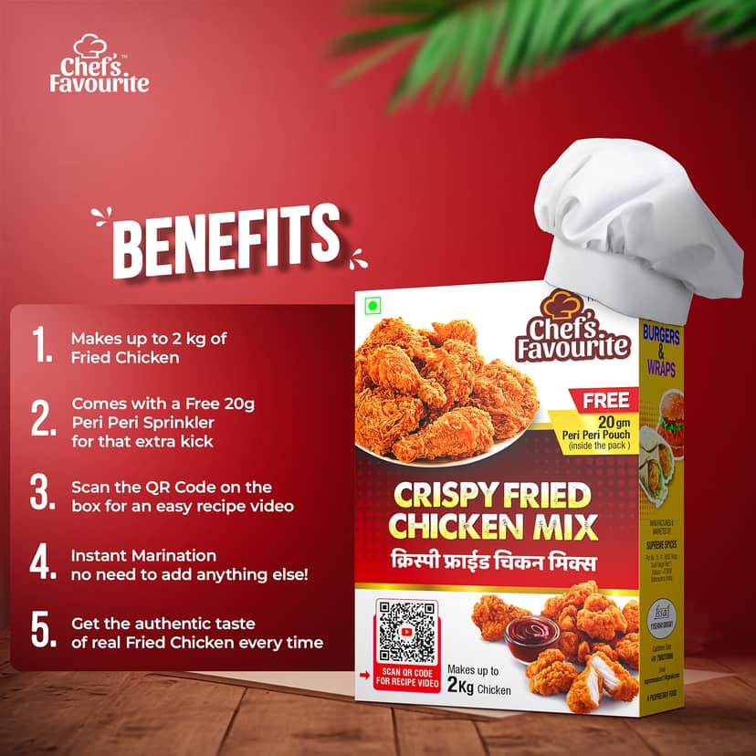 Chef's Favourite Crispy Fried Chicken Mix 100g (Free 20g Peri Peri Pouch Inside) view 3