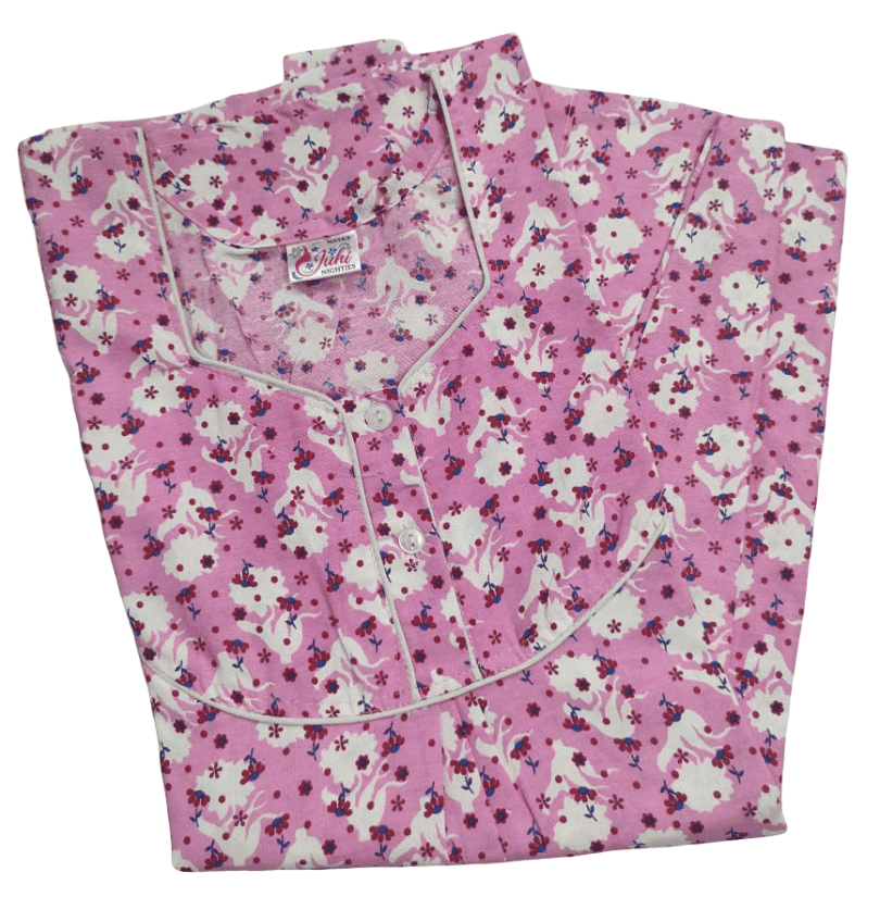 Pink Floral Print Cotton Blend Women's Nighty - Comfortable & Stylish Sleepwear view 2