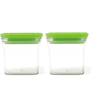 HomePro - Square Container | Airtight | Silicone Cap | Green | Plastic Utility Container | Set of 2 - 600 ml