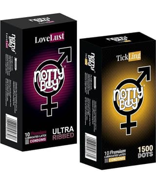 NottyBoy Ultra Ribbed and 1500 Dots Condoms- 20 Units