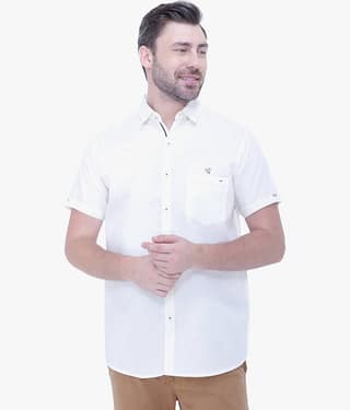 Kuons Avenue - Cream Linen Slim Fit Men's Casual Shirt ( Pack of 1 )