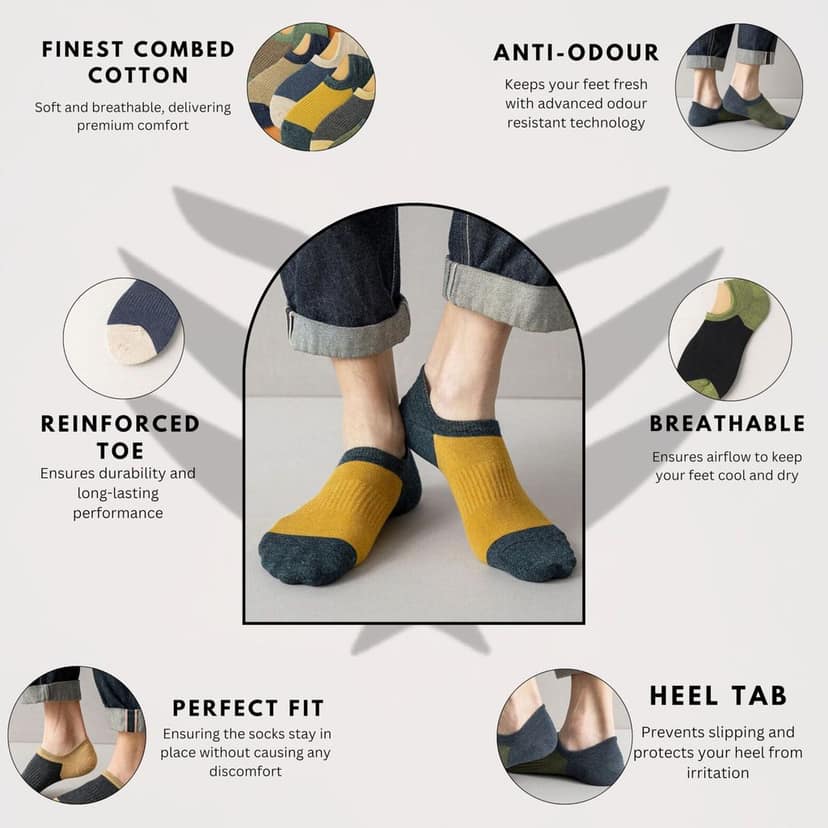 Sockscarving Pack of 7 No Show Socks, Velenta Edition, Made With Durable & Breathable Cotton, Free Size, Suitable for all Season, Soft & Breathable, Daily Use view 3