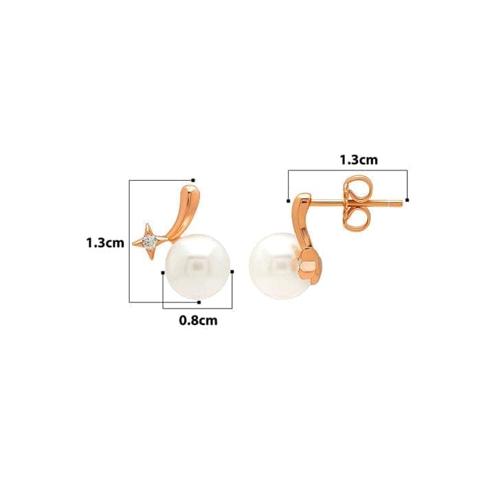 Rose Gold Silver Ocean Pearl Earrings view 4