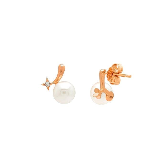 Rose Gold Silver Ocean Pearl Earrings view 5