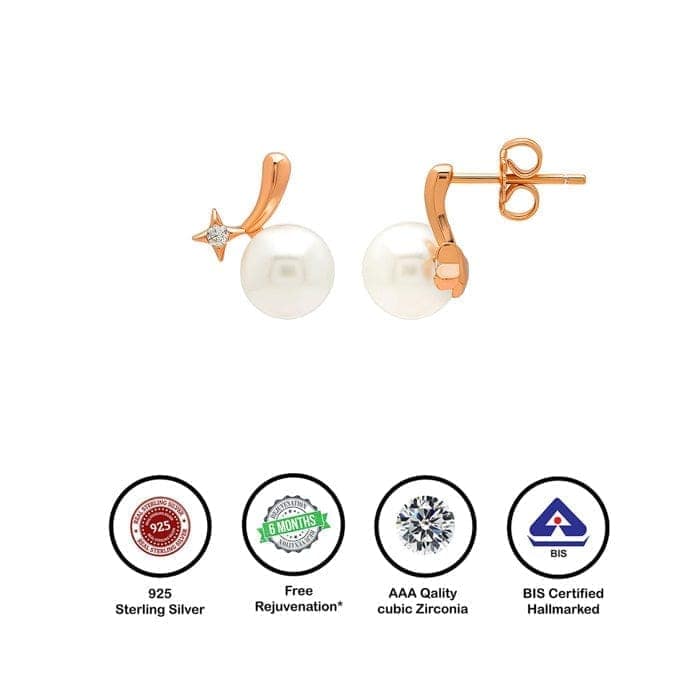 Rose Gold Silver Ocean Pearl Earrings view 7