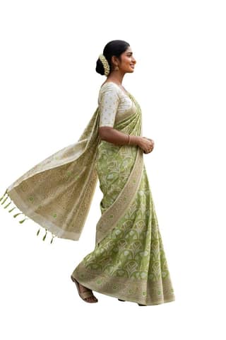 Women’s Woven Saree with Silver Zari Pallu | Elegant Designer Saree for Wedding