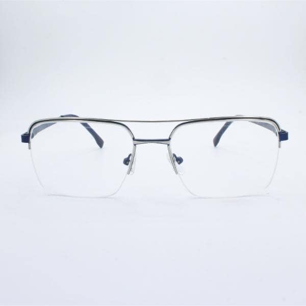 Lensoz Elite X Luxe Half Rim Geometric - Medium - Silver & Master Blue view 2