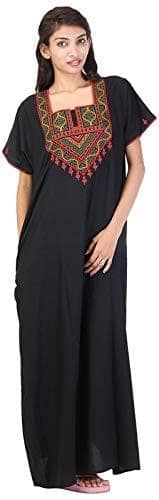 VALENCIA SLEEPWEAR Women's Embroidery Night Gown Maxi Soft Cotton Nightwear Nighty for Ladies
