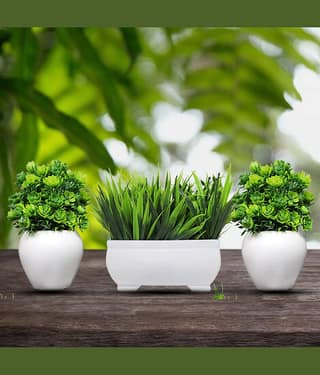 Neki WILD Green Artificial Plants Bunch Plastic - Pack of 1