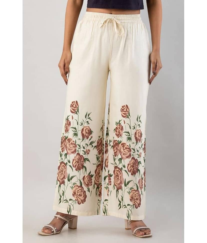 MAUKA - Cream Rayon Women's Palazzo ( Pack of 1 )