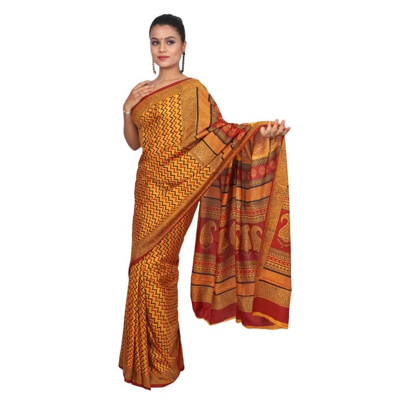 HANDLOOM MULBERRY SILK SAREE WITH BLOUSE (SKU - 3I0107030422 SAREE- 198) view 2