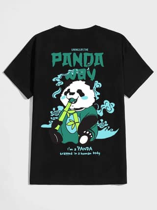 SCOTT FINCHER Men's Panda T-Shirt, Funny Graphic Tee, Panda Lover Gift, Animal Lover Shirt, Cute Panda Shirt, Panda Clothes, Panda Apparel, Panda Merchandise : AA(HSR)BLACK_32