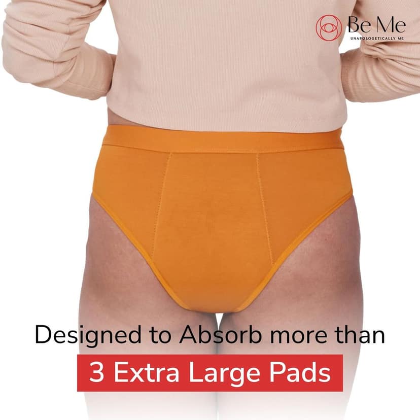 Be Me Period Panties for Women|Pack of 1|Mid Brief|Strong Leak Protection, Durable Design Underwear|Oeko-TEX, FDA Approved|Holds More Than 3 XL Pads view 2